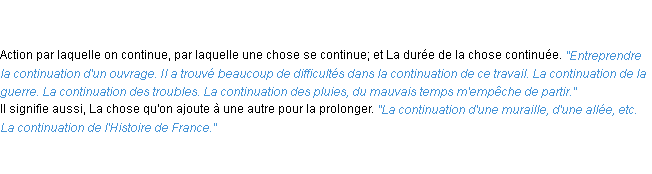 Définition continuation ACAD 1835