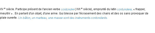 Définition contondant ACAD 1986