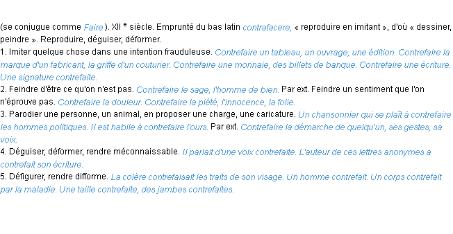Définition contrefaire ACAD 1986