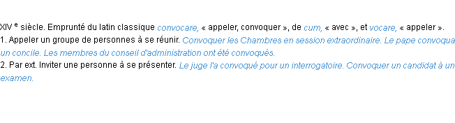 Définition convoquer ACAD 1986