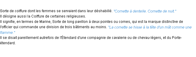 Définition cornette ACAD 1932