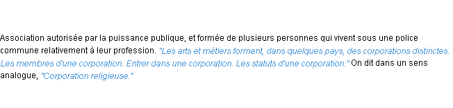 Définition corporation ACAD 1835