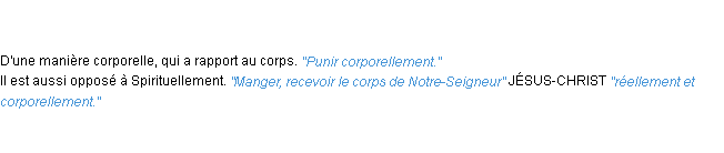 Définition corporellement ACAD 1835