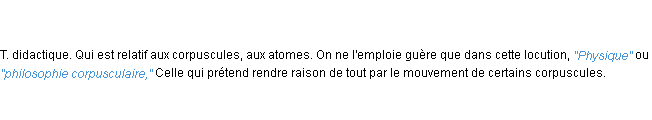 Définition corpusculaire ACAD 1835