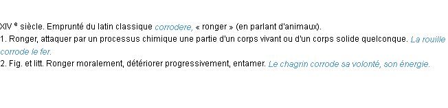 Définition corroder ACAD 1986