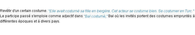 Définition costumer ACAD 1932