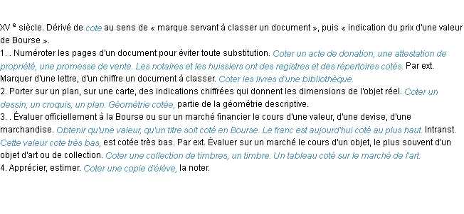 Définition coter ACAD 1986