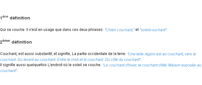 Définition couchant ACAD 1798