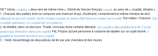 Définition couplet ACAD 1986