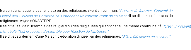 Définition couvent ACAD 1932