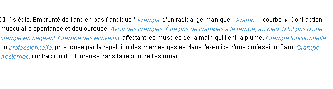 Définition crampe ACAD 1986