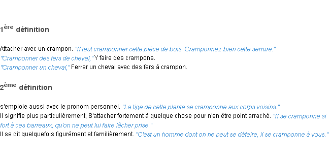 Définition cramponner ACAD 1835