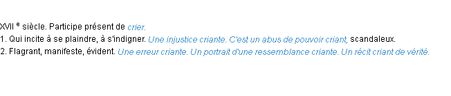 Définition criant ACAD 1986