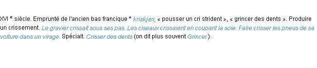 Définition crisser ACAD 1986