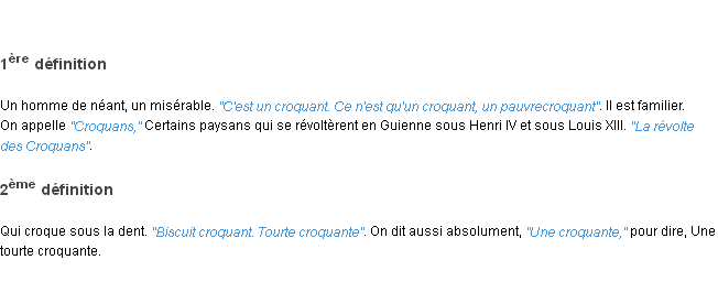 Définition croquant ACAD 1798