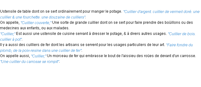 Définition cuillier ACAD 1694