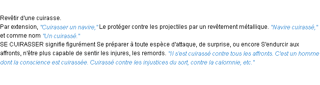 Définition cuirasser ACAD 1932