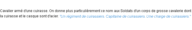 Définition cuirassier ACAD 1932