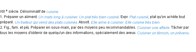 Définition cuisiner ACAD 1986