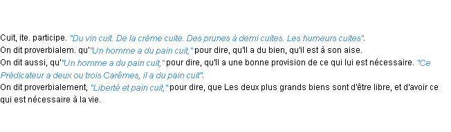 Définition cuit ACAD 1798
