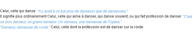 Définition danseur ACAD 1932