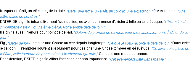 Définition dater ACAD 1932
