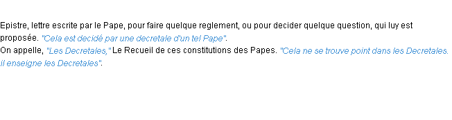 Définition decretale ACAD 1694