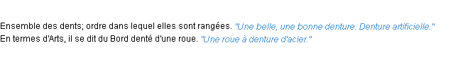 Définition denture ACAD 1932