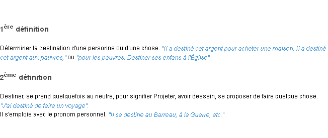 Définition destiner ACAD 1798