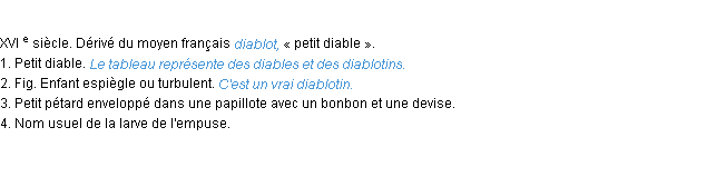 Définition diablotin ACAD 1986