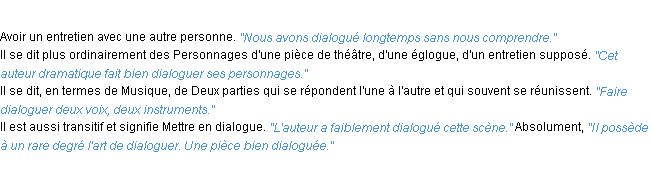 Définition dialoguer ACAD 1932