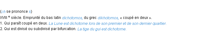 Définition dichotome ACAD 1986