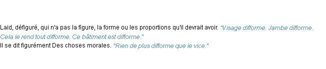 Définition difforme ACAD 1835