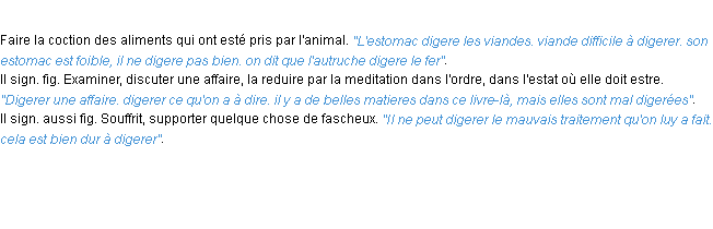 Définition digerer ACAD 1694