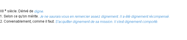Définition dignement ACAD 1986