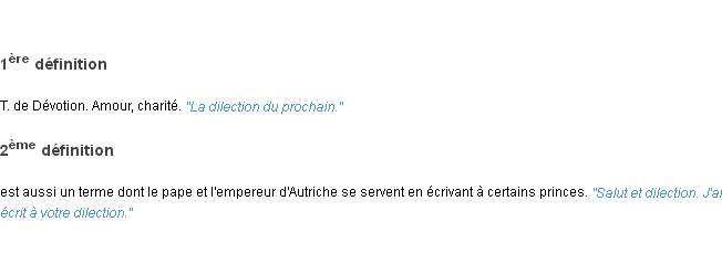 Définition dilection ACAD 1835