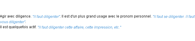 Définition diligenter ACAD 1798