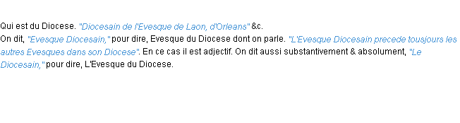 Définition diocesain ACAD 1694