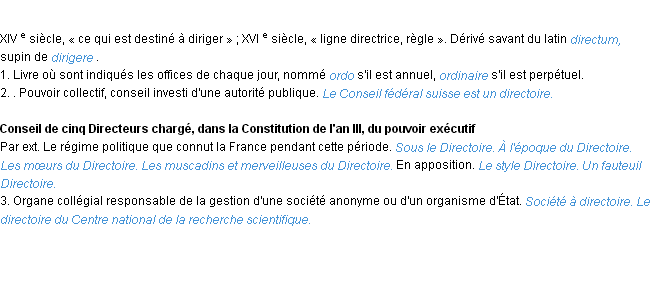 Définition directoire ACAD 1986