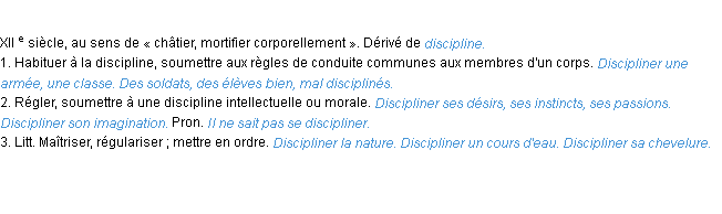 Définition discipliner ACAD 1986