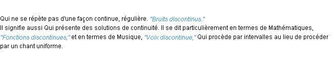 Définition discontinu ACAD 1932