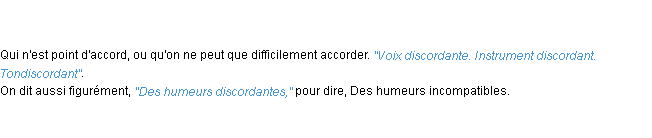 Définition discordant ACAD 1798