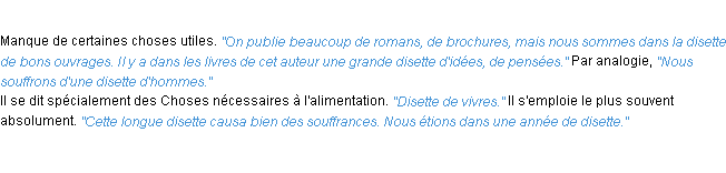Définition disette ACAD 1932