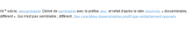 Définition dissemblable ACAD 1986