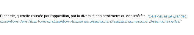 Définition dissention ACAD 1762