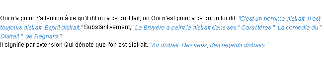 Définition distrait ACAD 1932