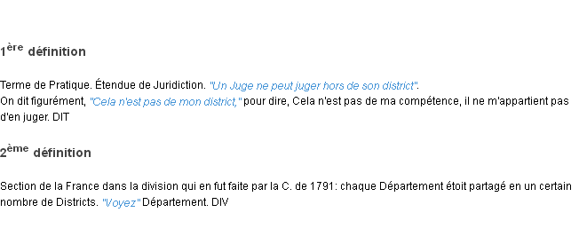 Définition district ACAD 1798