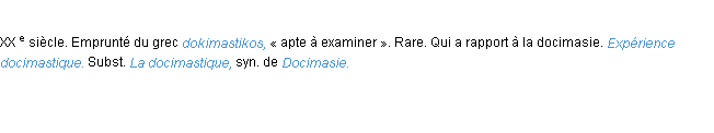 Définition docimastique ACAD 1986