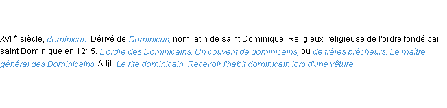 Définition dominicain ACAD 1986