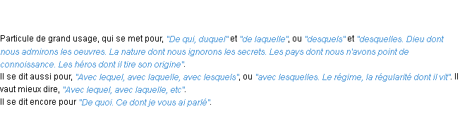Définition dont ACAD 1798